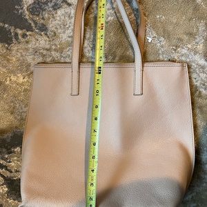 Mark & Graham blush colored leather zip tote
